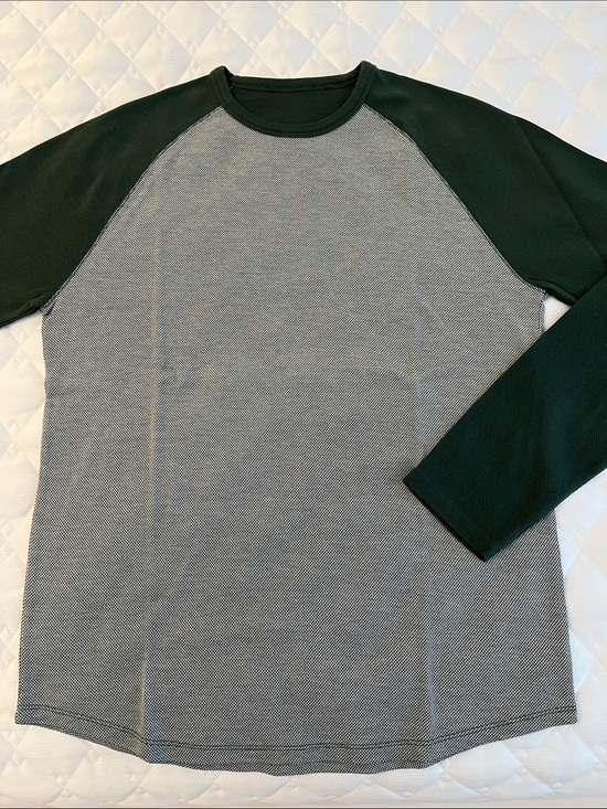 Other - Men's Raglan Long Sleeve Shirt - Forest Green & Beige